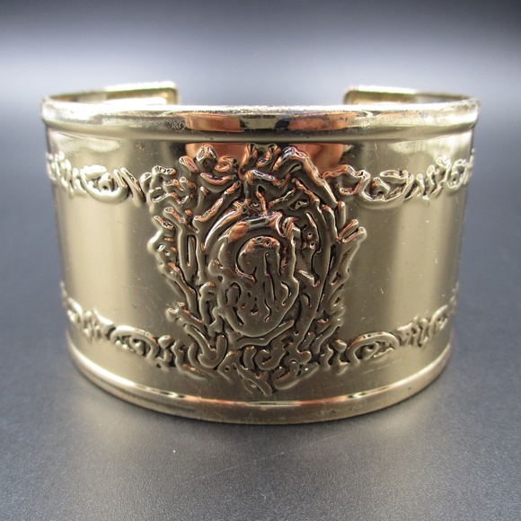 Jewelry - Vintage Gold Tone Ornate Heavy Cuff Bracelet